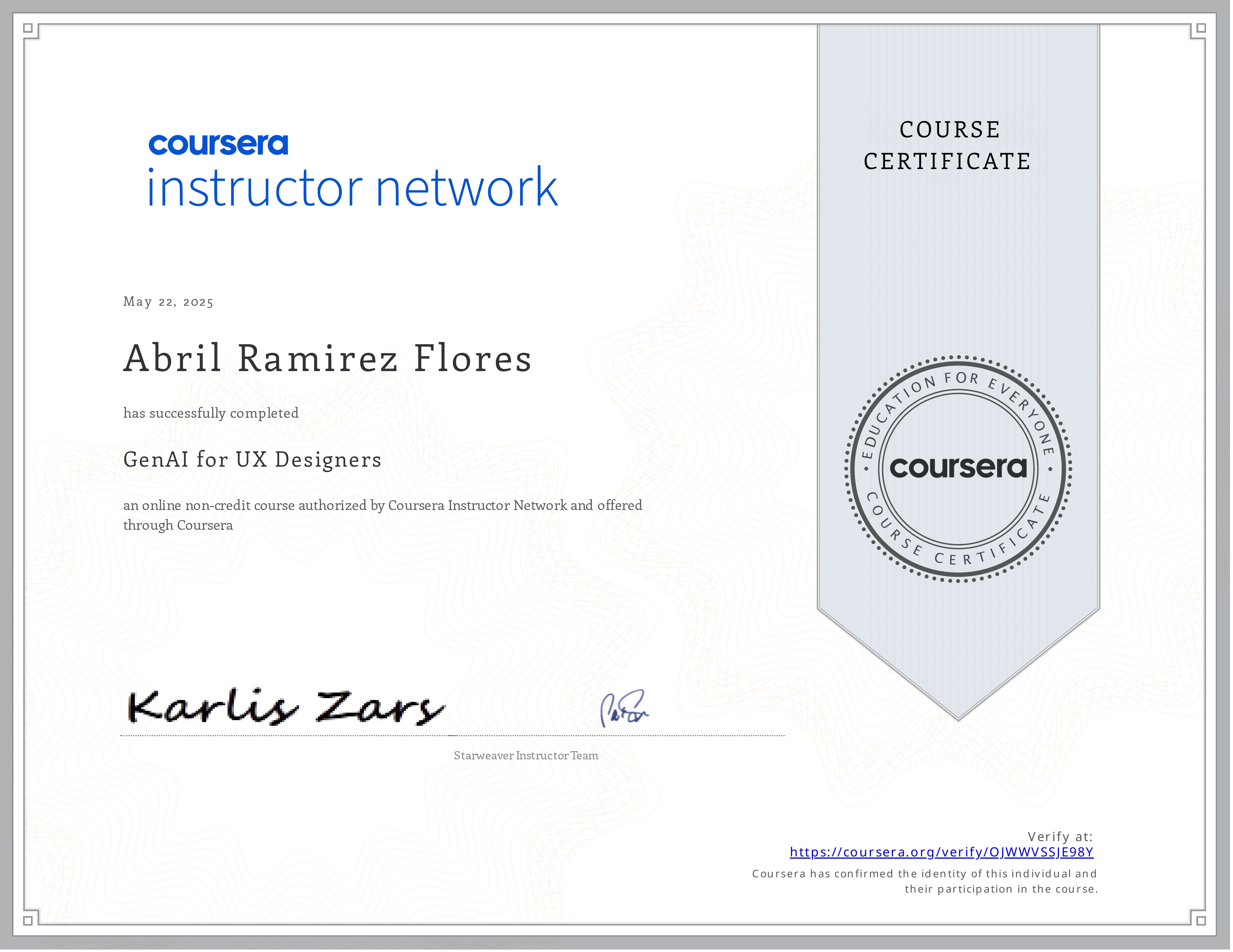 Coursera GenAI for UX Designers